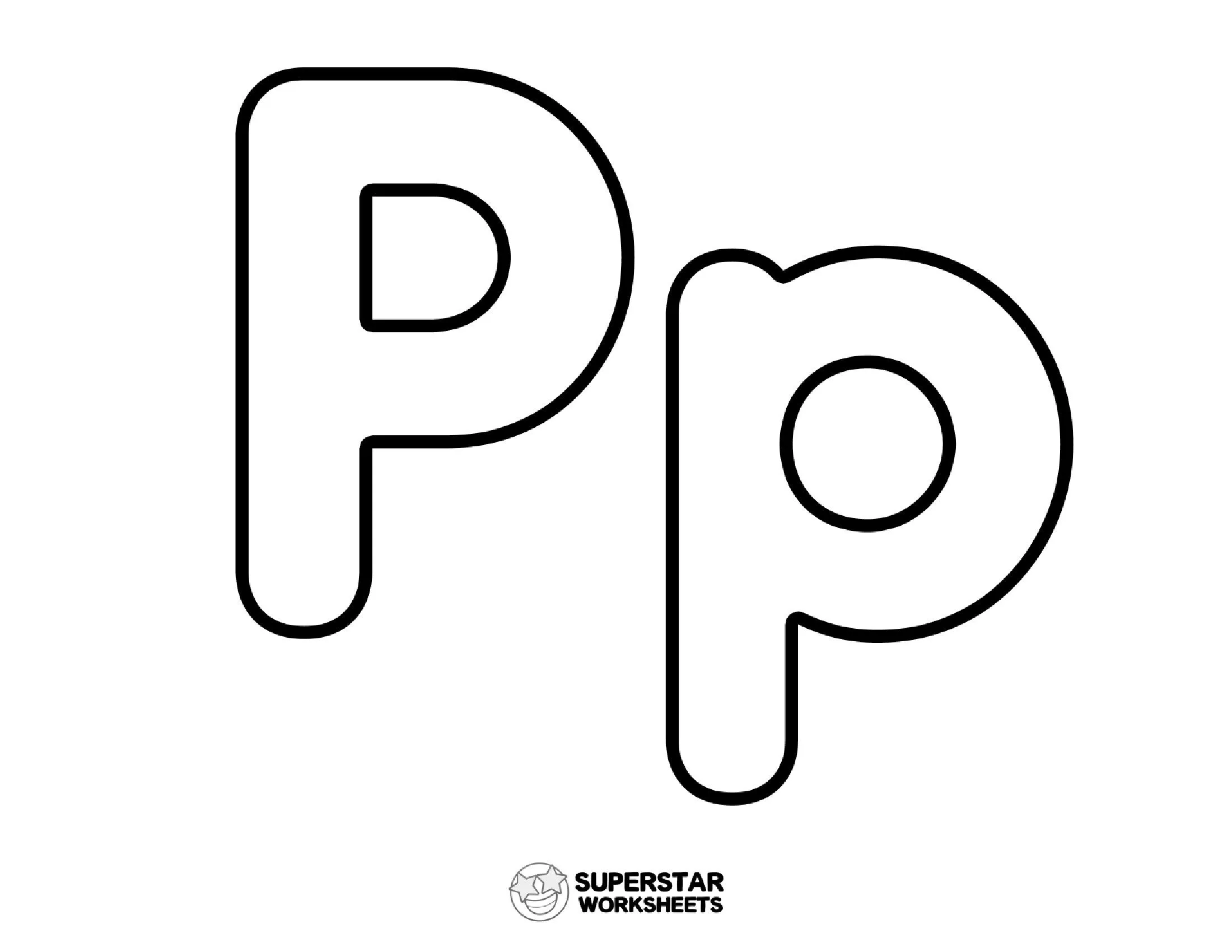 Molde de Letras P Maiúscula e Minúscula para Imprimir