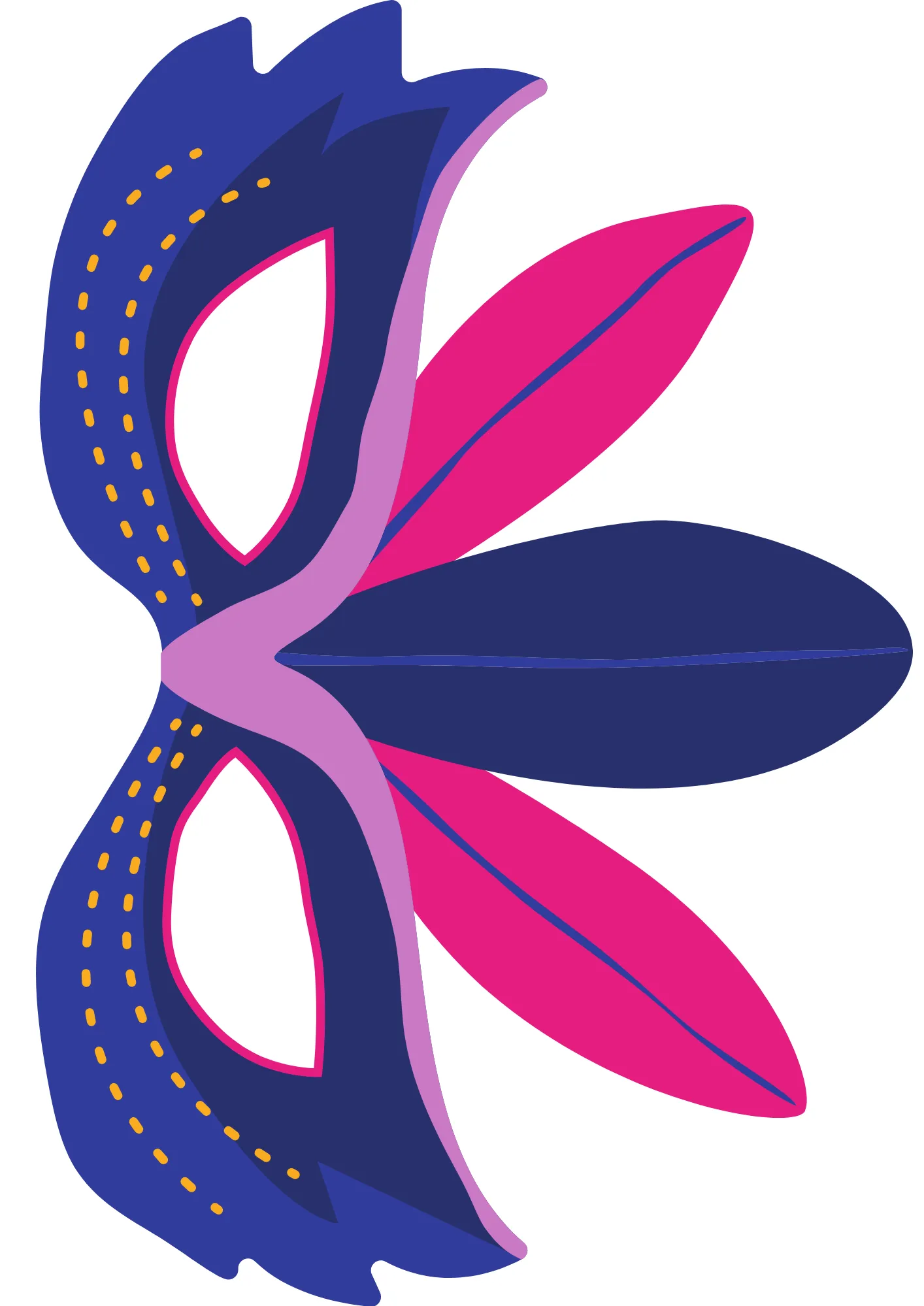 Molde de Máscara de Carnaval Colorida para Imprimir e Criar