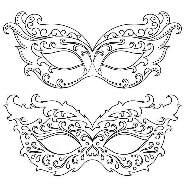 Molde de Máscara de Carnaval para Imprimir com Detalhes Elegantes