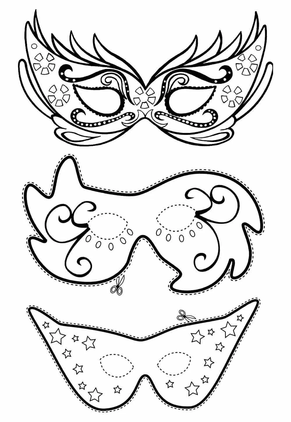 Molde de Máscara de Carnaval para Imprimir com Estrelas