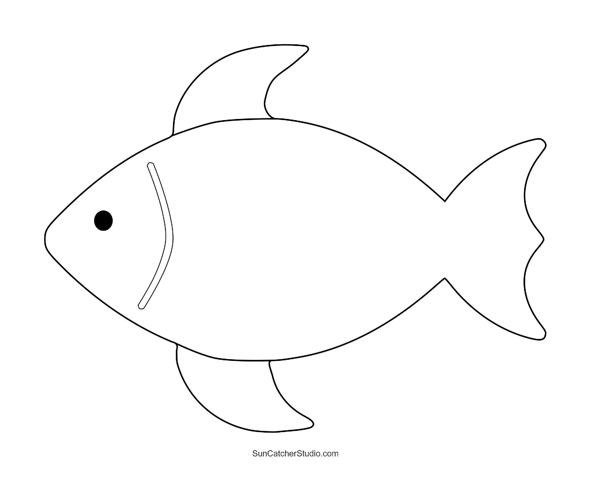 Molde de Peixe Simples para Imprimir e Colorir