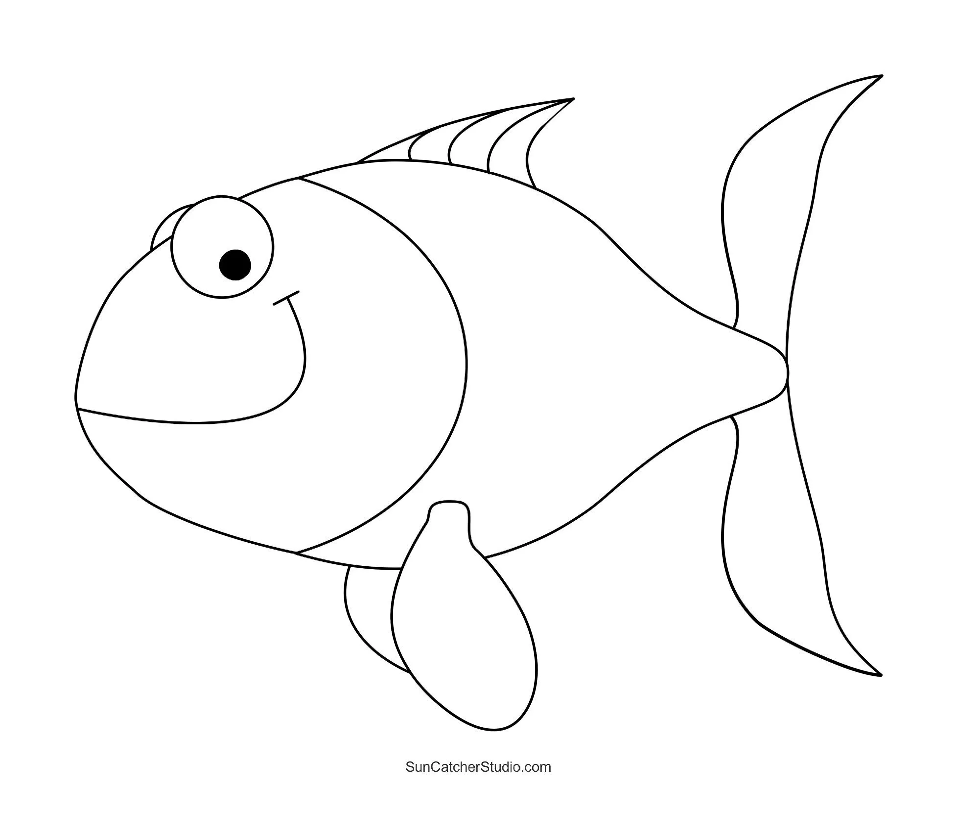 Molde de Peixe Sorridente para Imprimir e Criar Arte