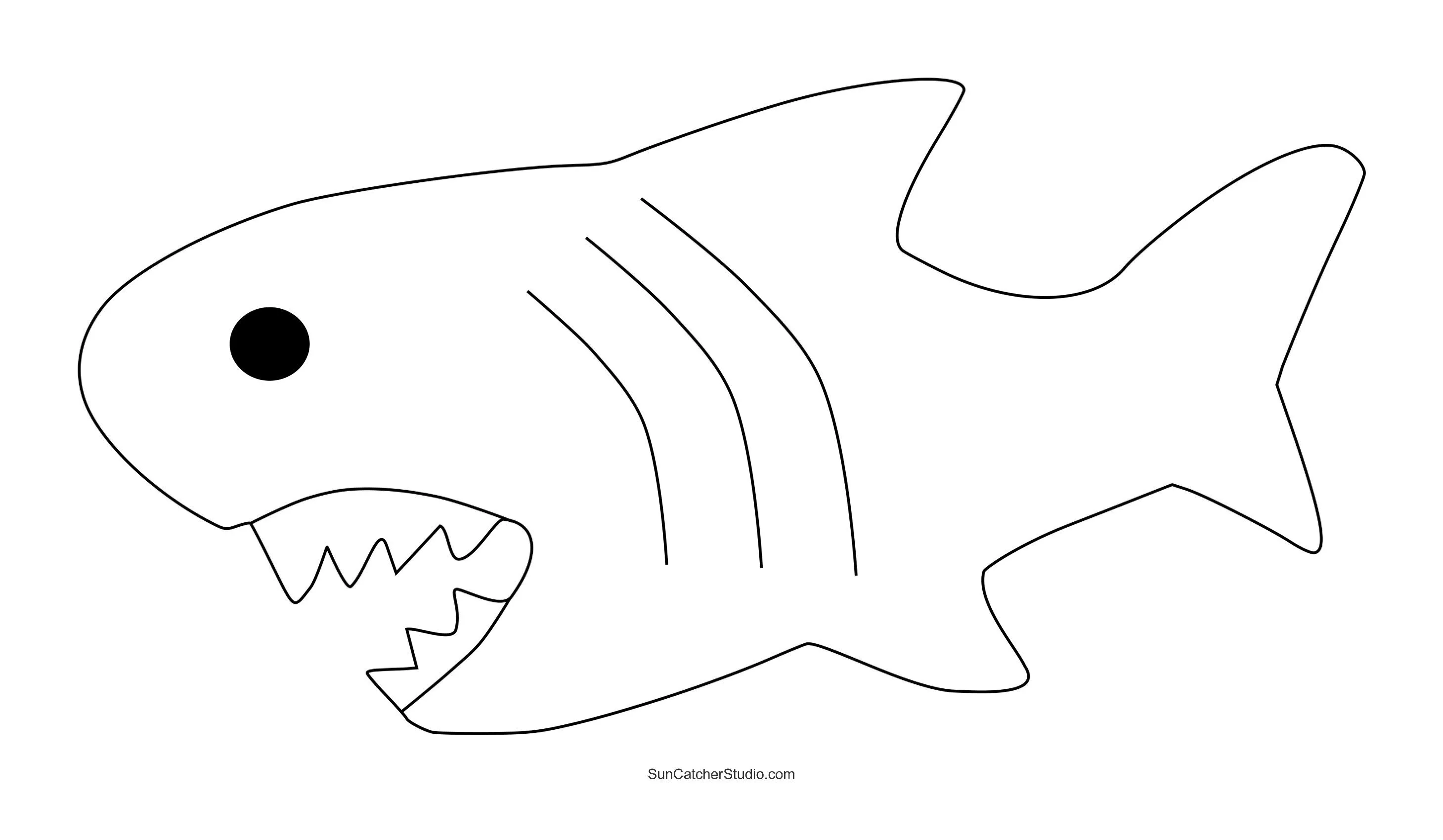 Molde de Tubarão para Imprimir e Recortar