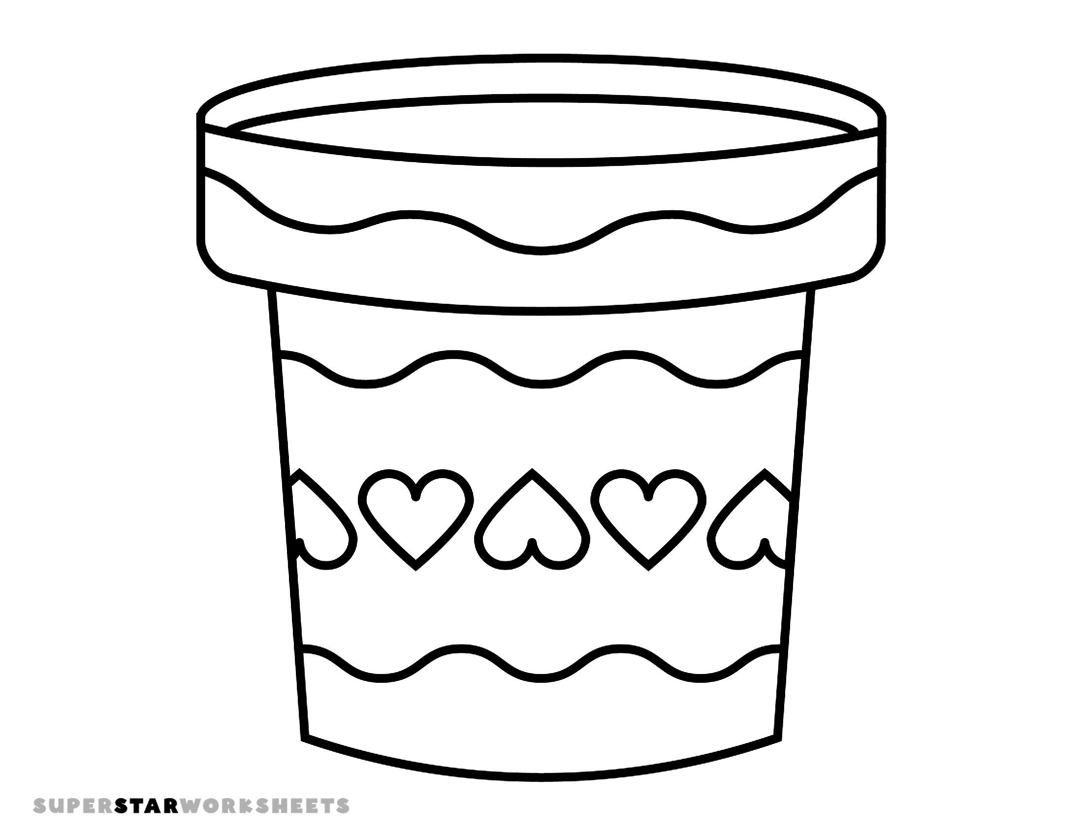 Molde de Vaso de Flores com Design Simples para Imprimir