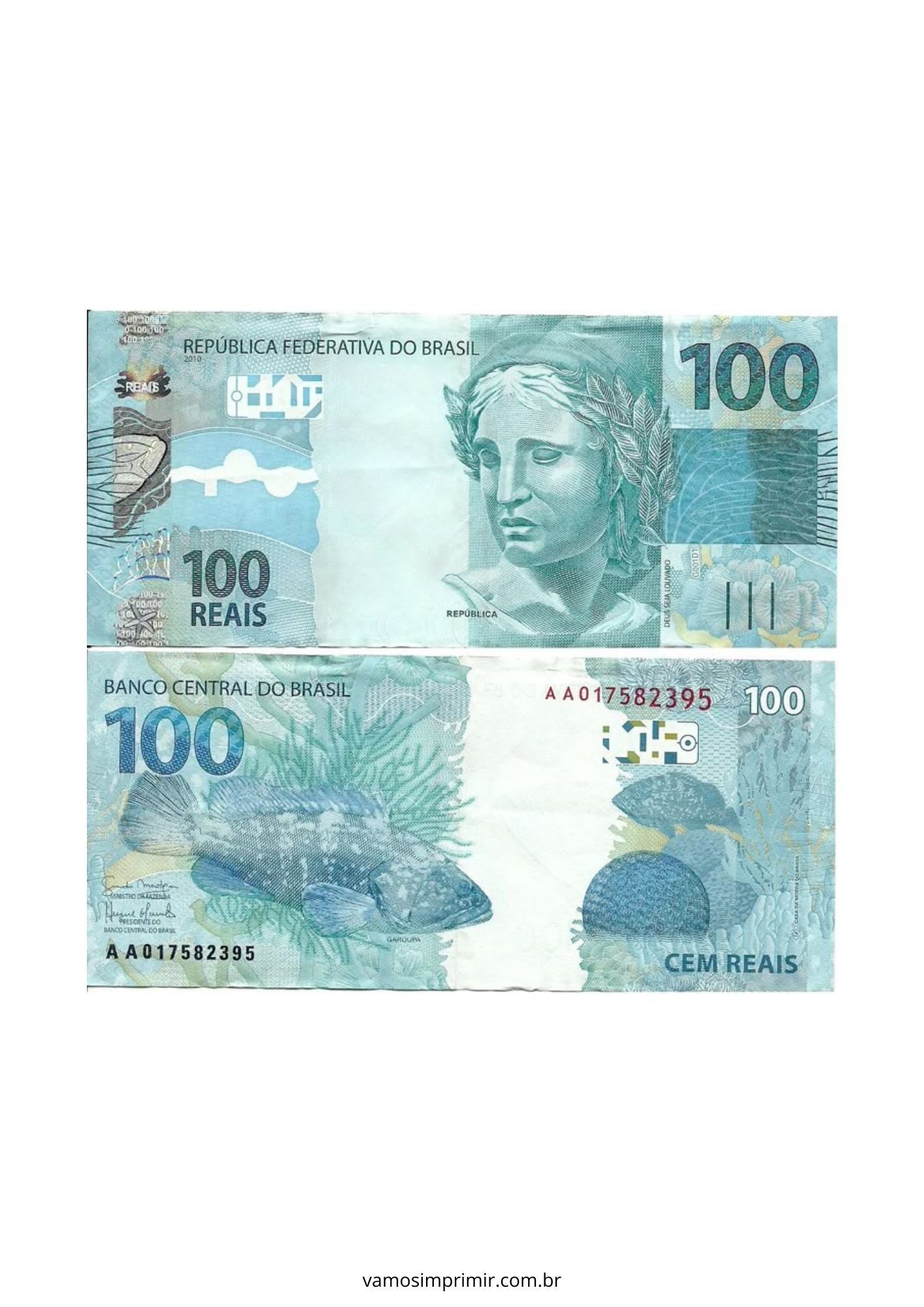 Notas de Dinheiro Brinquedo de 100 Reais para Imprimir