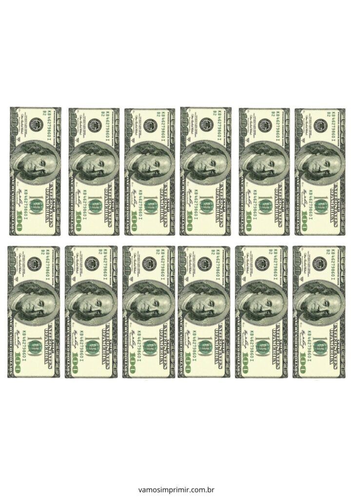 Notas de Dinheiro de Brinquedo para Imprimir em Casa