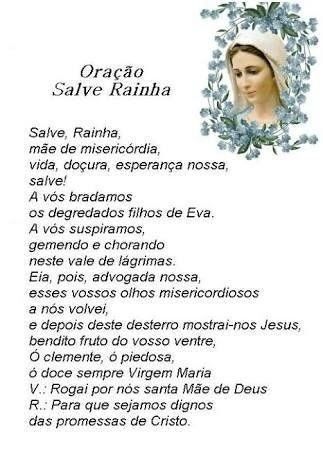 Oração Salve Rainha Completa para Imprimir com Ilustração de Maria