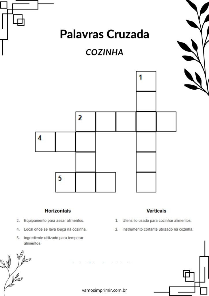 Palavras Cruzadas Cozinha: Diversão e Aprendizado para Todos