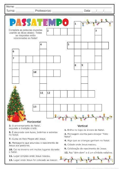 Palavras Cruzadas de Natal para Imprimir e Divertir