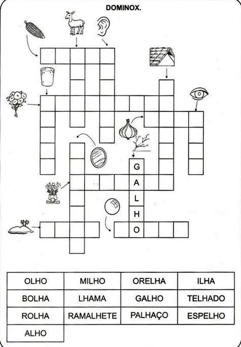 Palavras Cruzadas DOMINOX para Imprimir e Diversão
