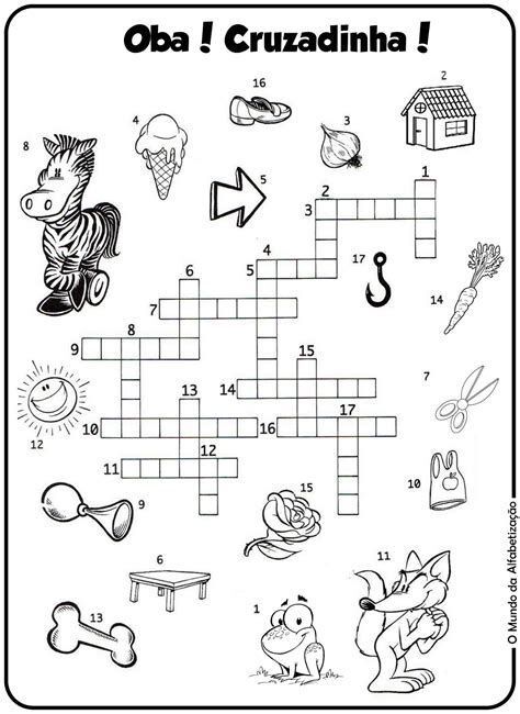 Palavras Cruzadas Ilustradas para Crianças Imprimir