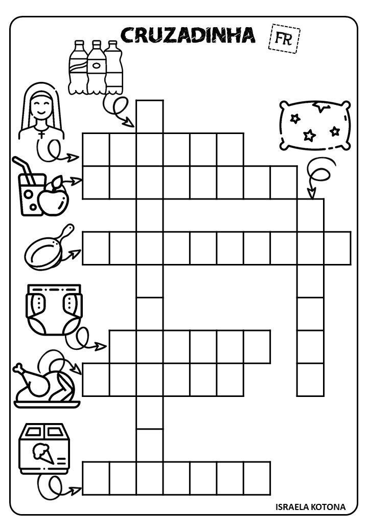 Palavras Cruzadas para Imprimir com Ilustrações Divertidas