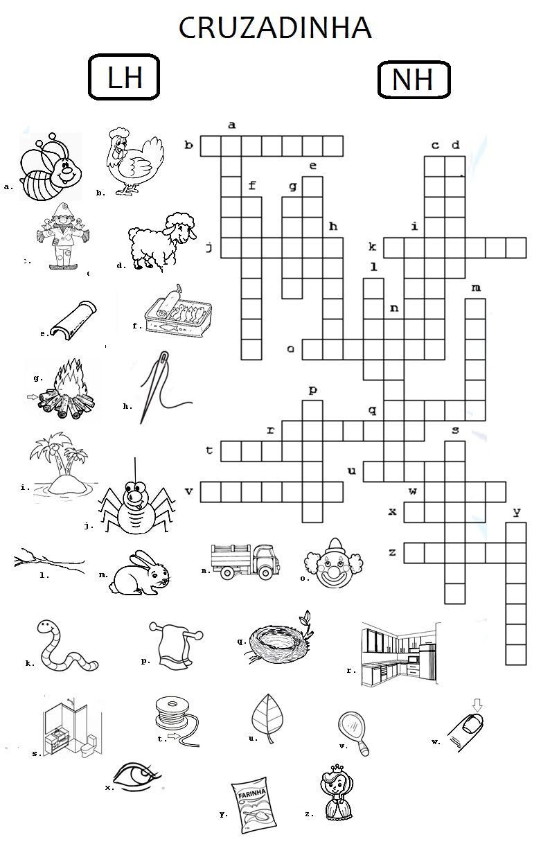 Palavras Cruzadas para Imprimir com Imagens para Crianças