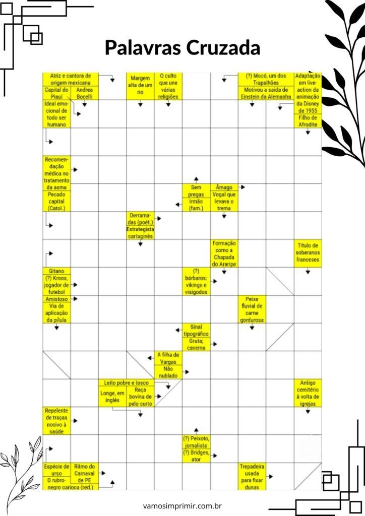 Palavras Cruzadas para Imprimir: Desafios Divertidos e Educativos