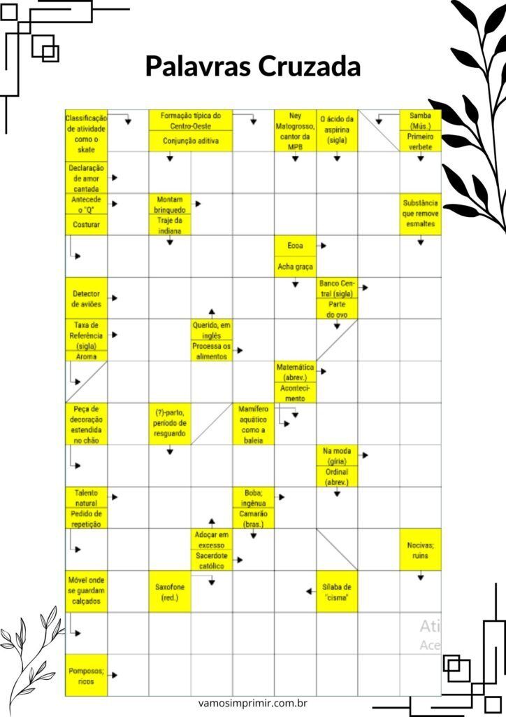 Palavras Cruzadas para Imprimir: Diversão e Aprendizado