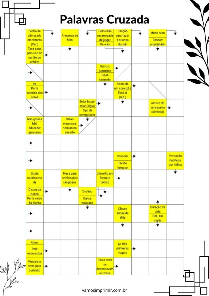 Palavras Cruzadas para Imprimir e Desafiar Seu Conhecimento