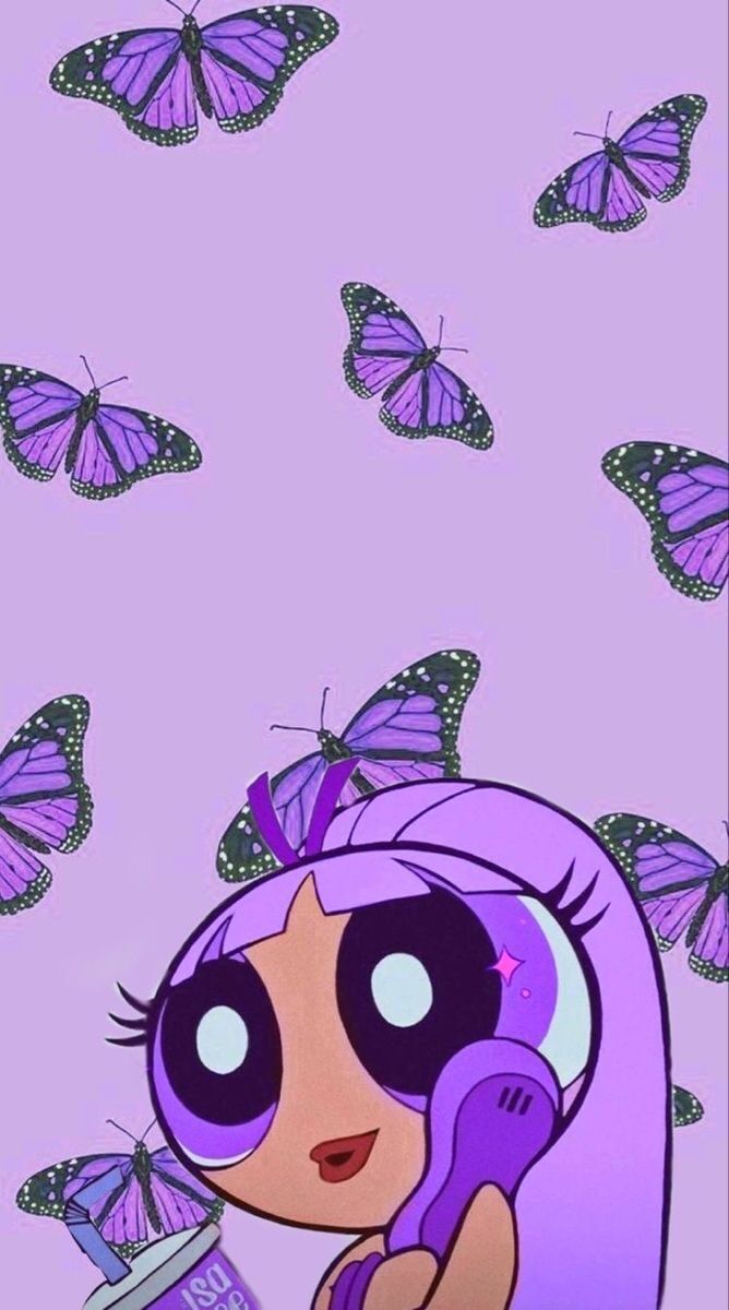 Papel de Parede Feminino com Borboletas Roxas