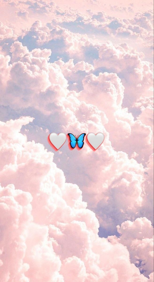 Papel de Parede Feminino com Corações e Borboleta