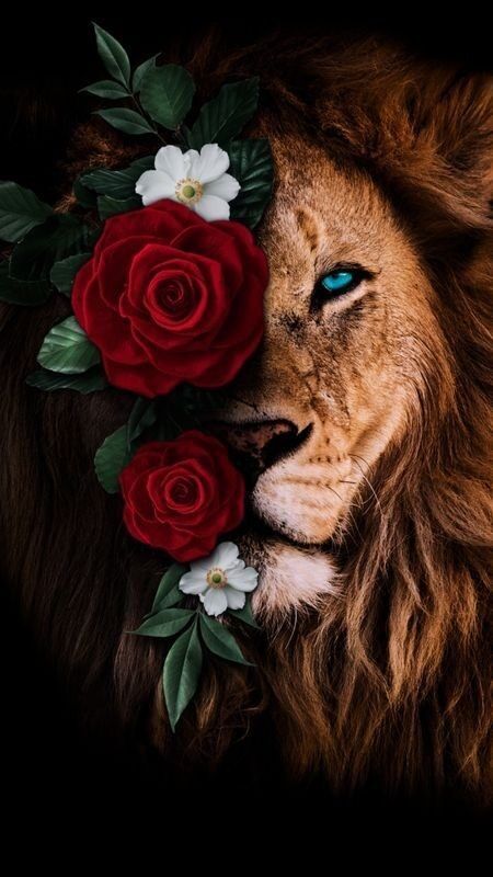 Papel de Parede Feminino com Leão e Flores
