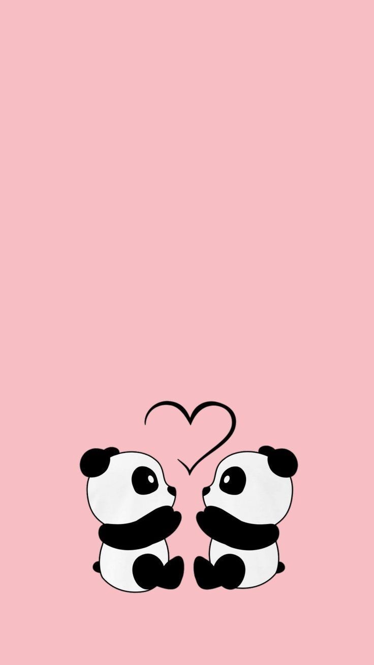 Papel de Parede Feminino com Pandas Românticos