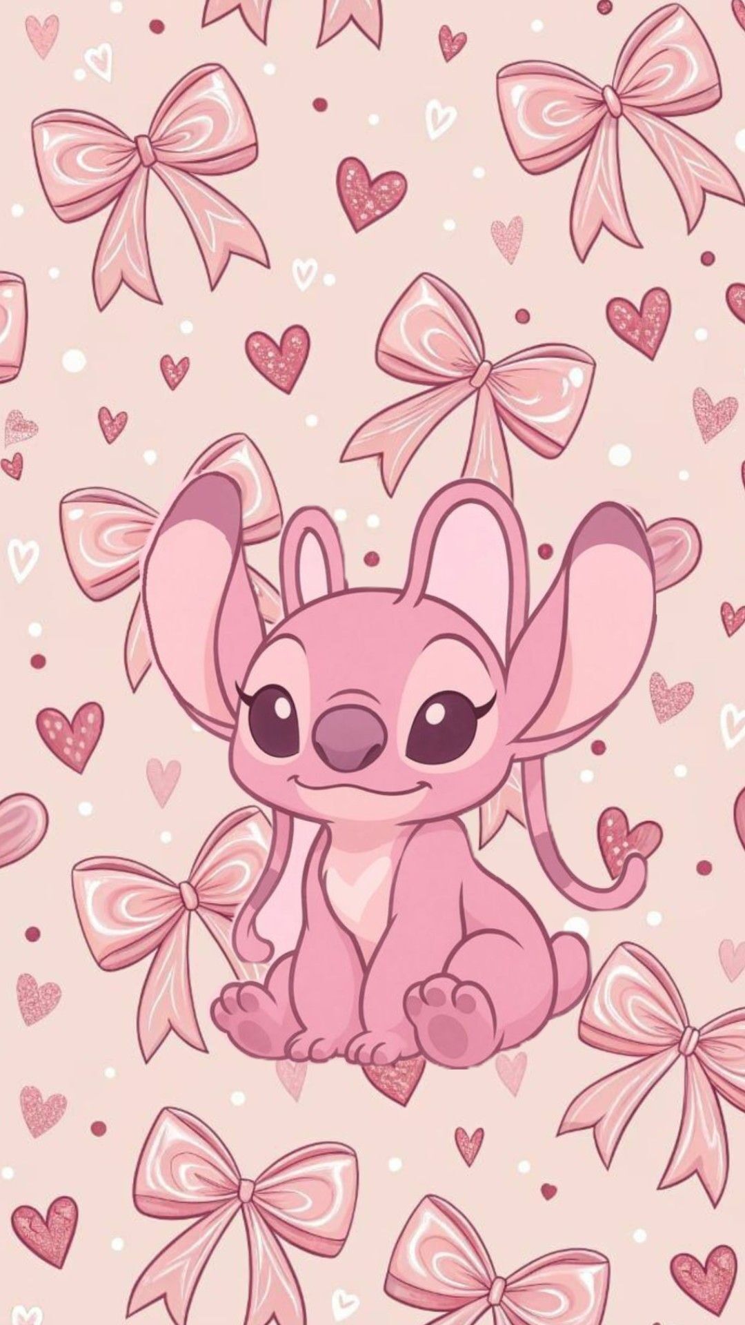 Papel de Parede Feminino Rosa com Laços e Corações