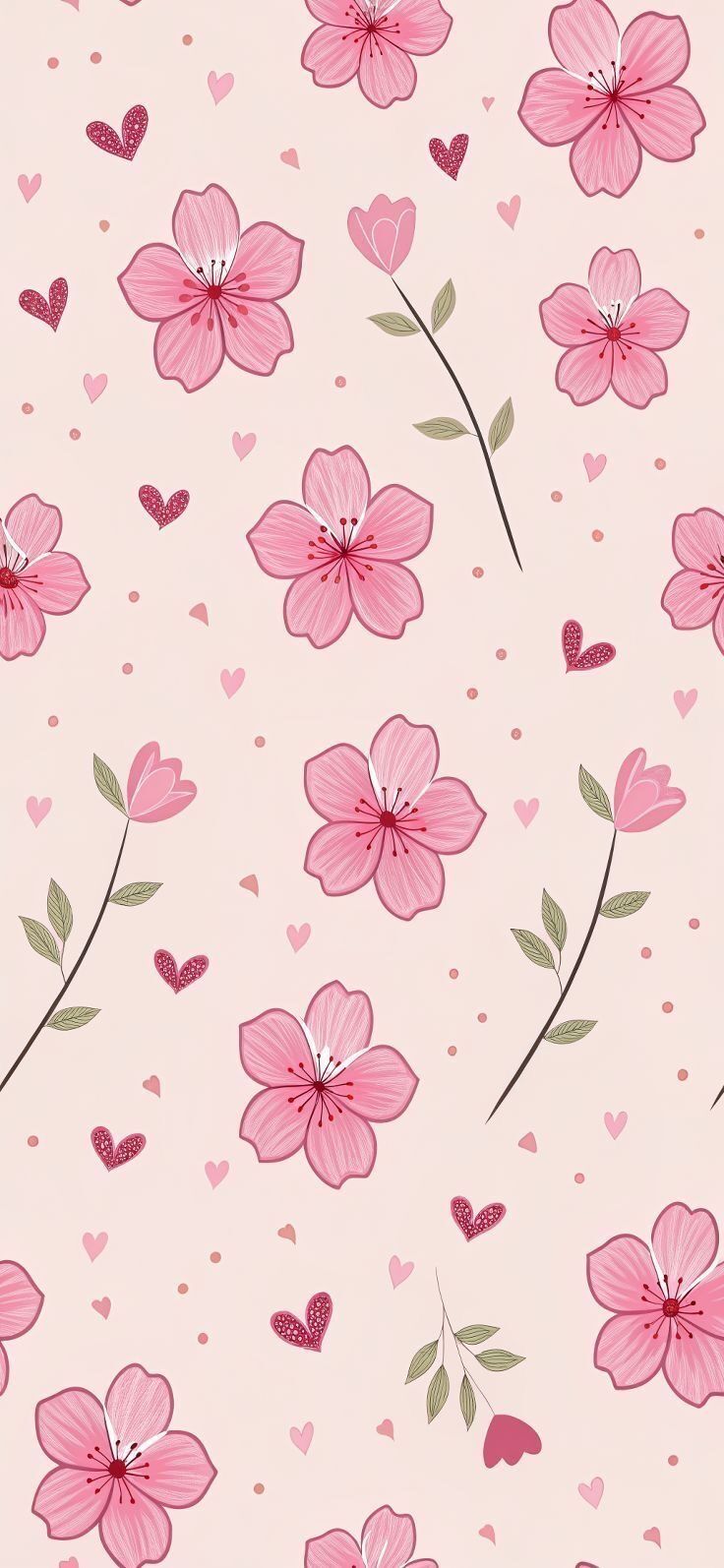 Papel de Parede para Celular Bonito com Flores e Corações