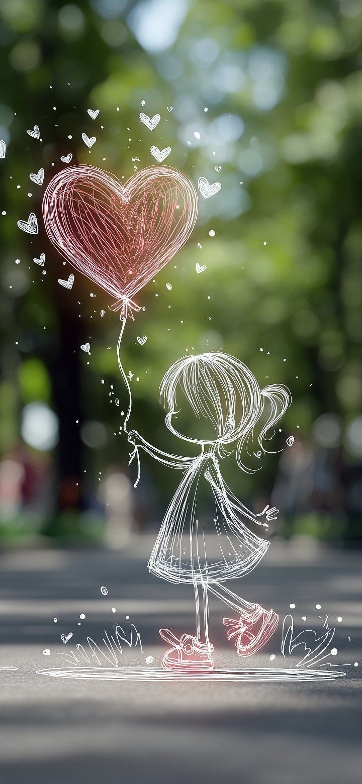 Papel de Parede para Celular Bonito com Menina e Coração