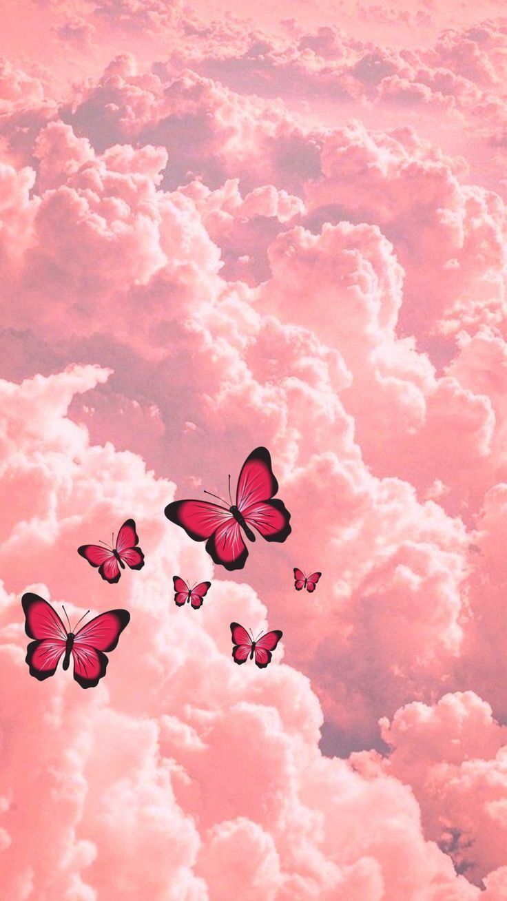 Papel de Parede Rosa com Borboletas Sonhadoras