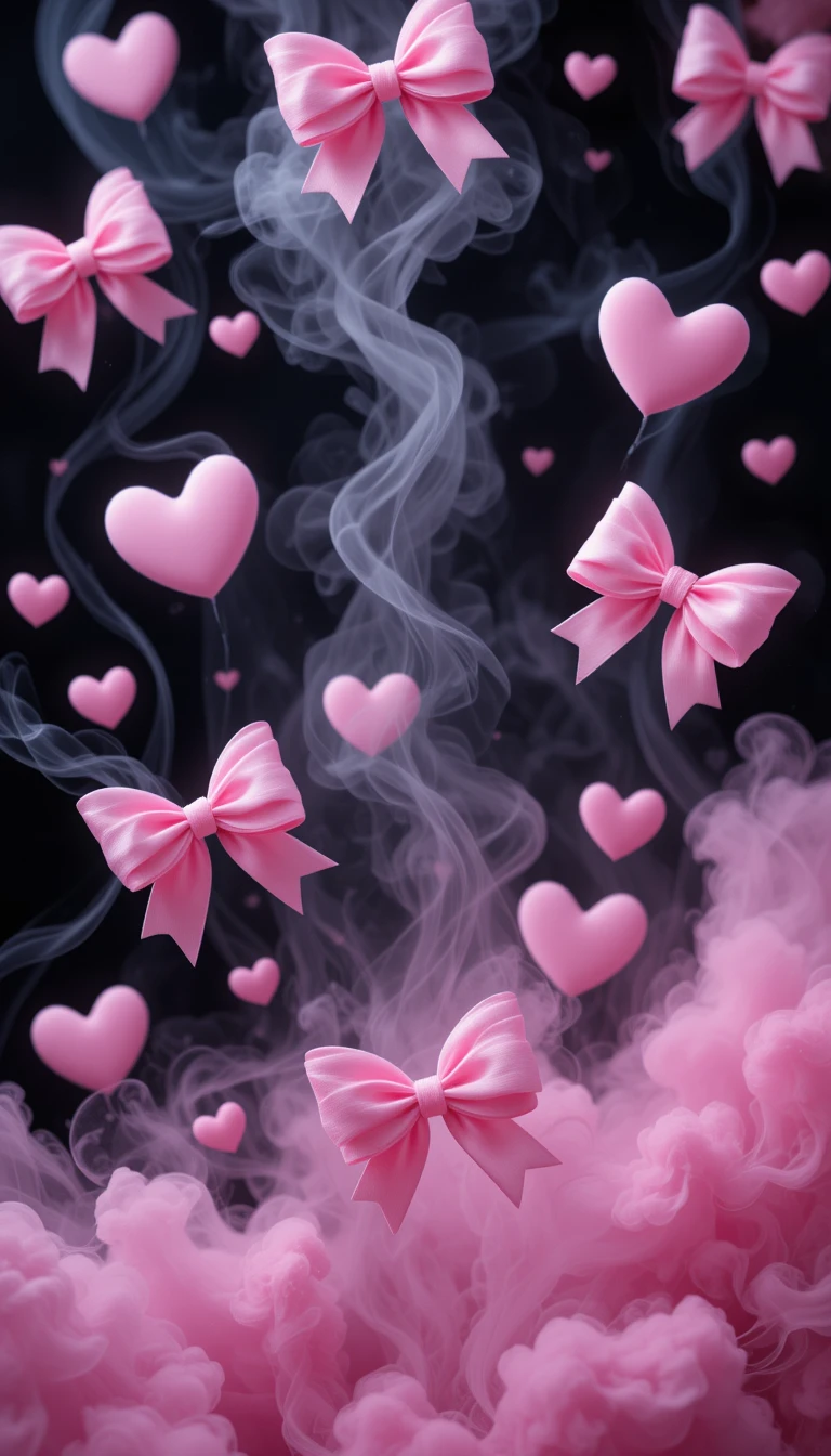 Papel de Parede Rosa com Corações e Laços