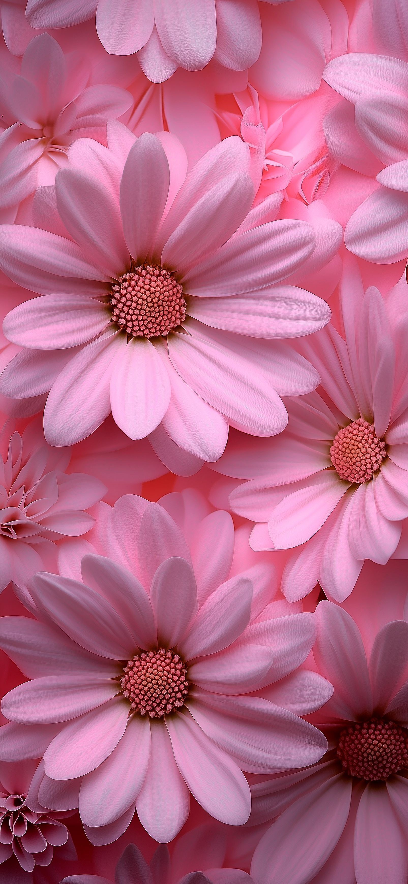 Papel de Parede Rosa com Flores Femininas