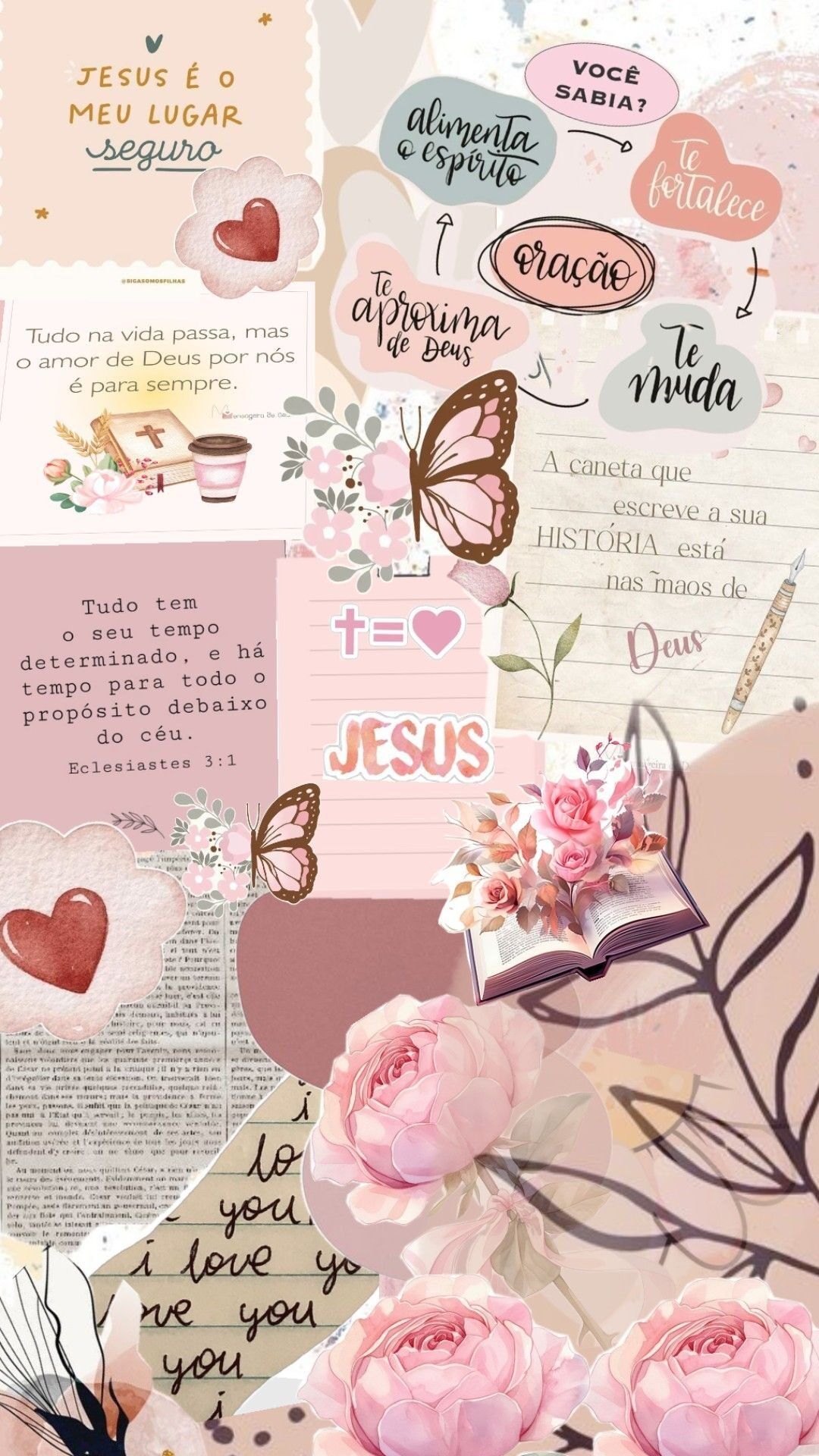 Papel de Parede Rosa e Bege Feminino