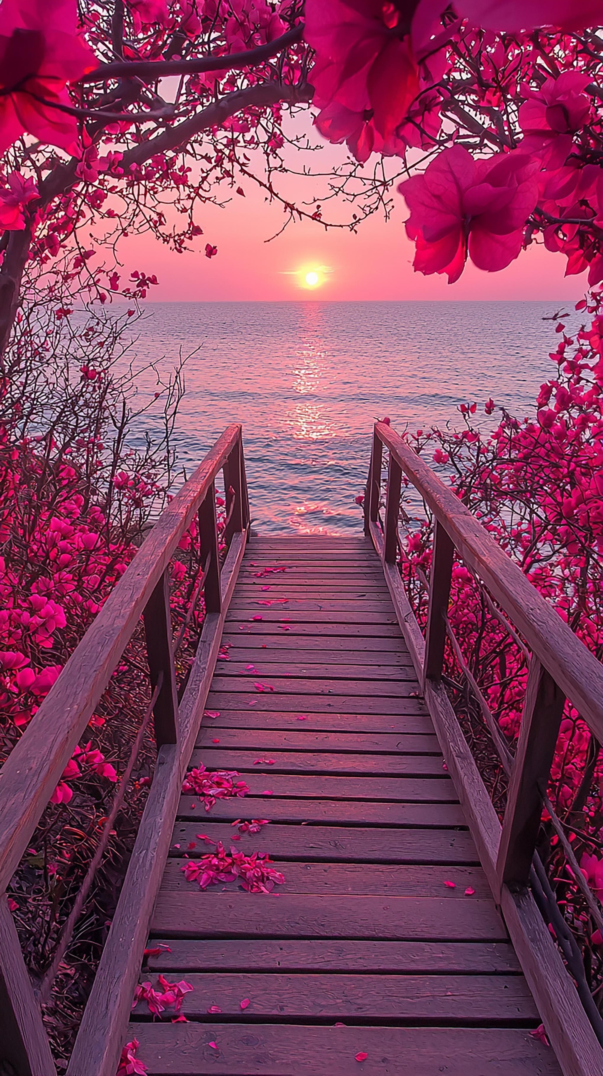 Passarela de Flores para Papel de Parede Feminino