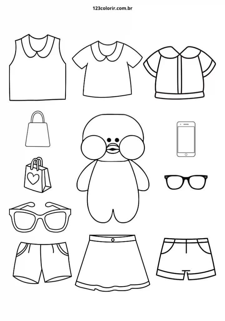 Patinho de Papel para Imprimir com Roupas e Acessórios