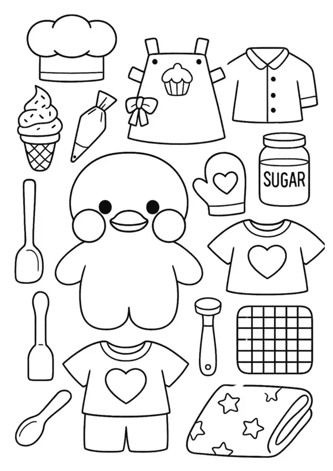 Patinho Simpático para Imprimir e Colorir na Cozinha