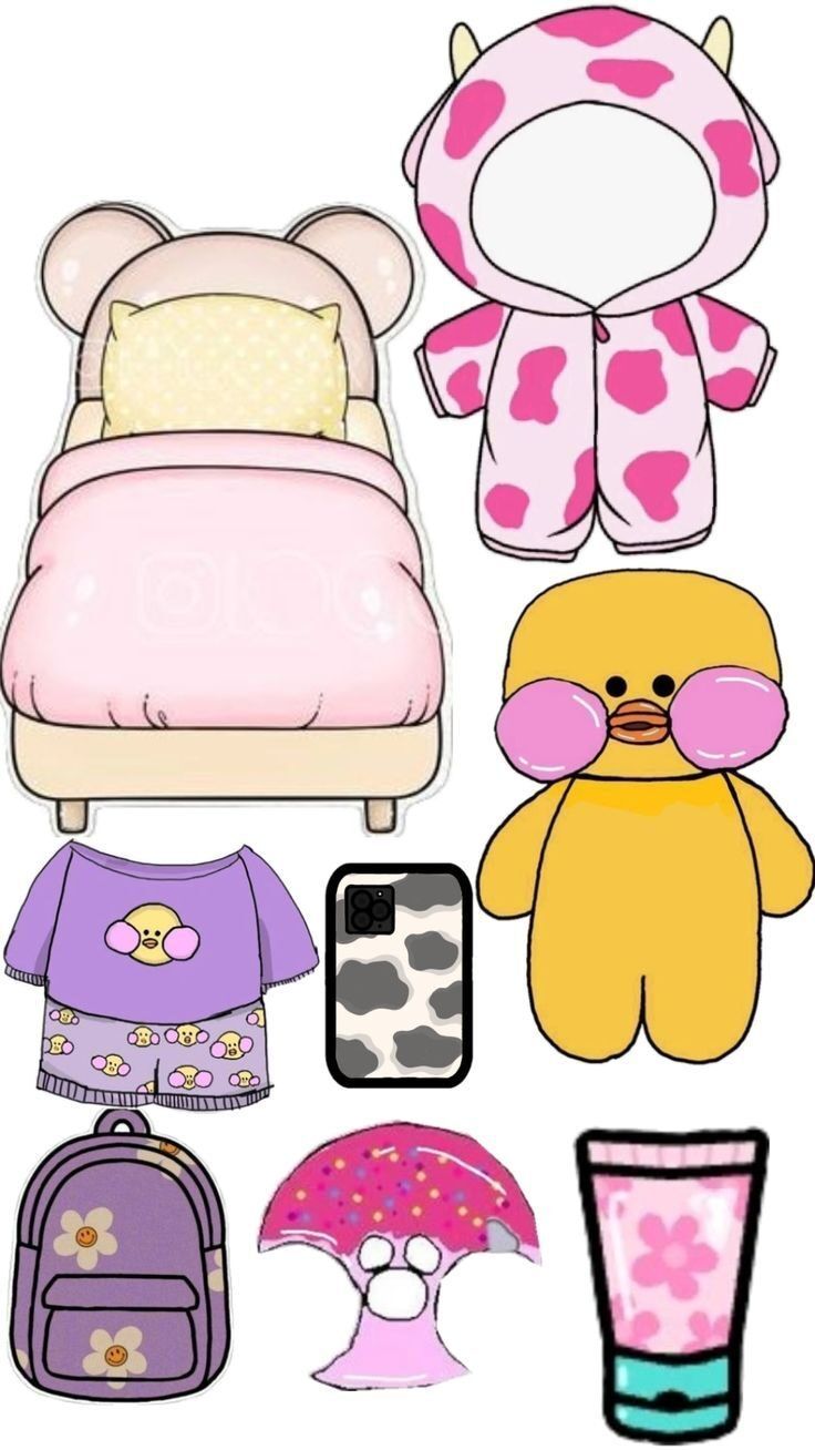 Pato de Papel e Itens para Recortar e Montar