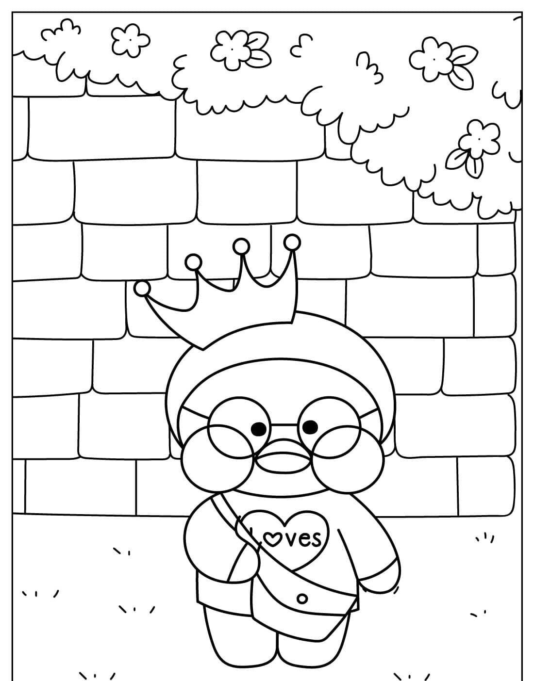 Pato Estilizado com Óculos e Coroa para Imprimir