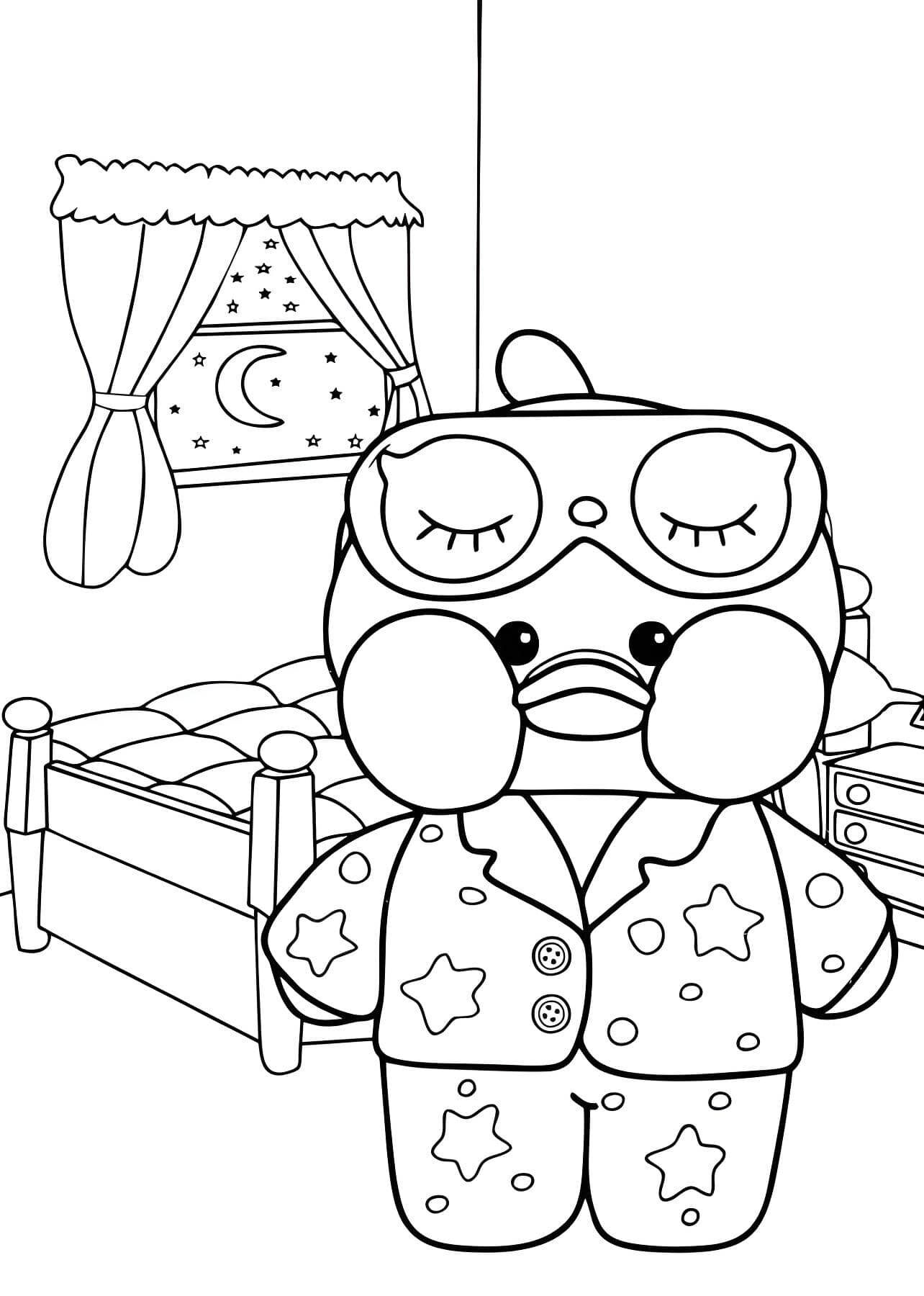 Pato Estilizado em Pijama para Imprimir e Colorir