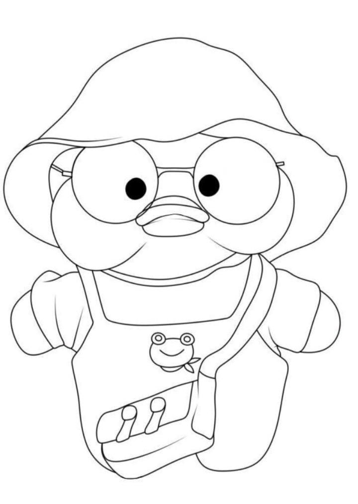 Pato Fofo para Colorir com Chapéu e Óculos
