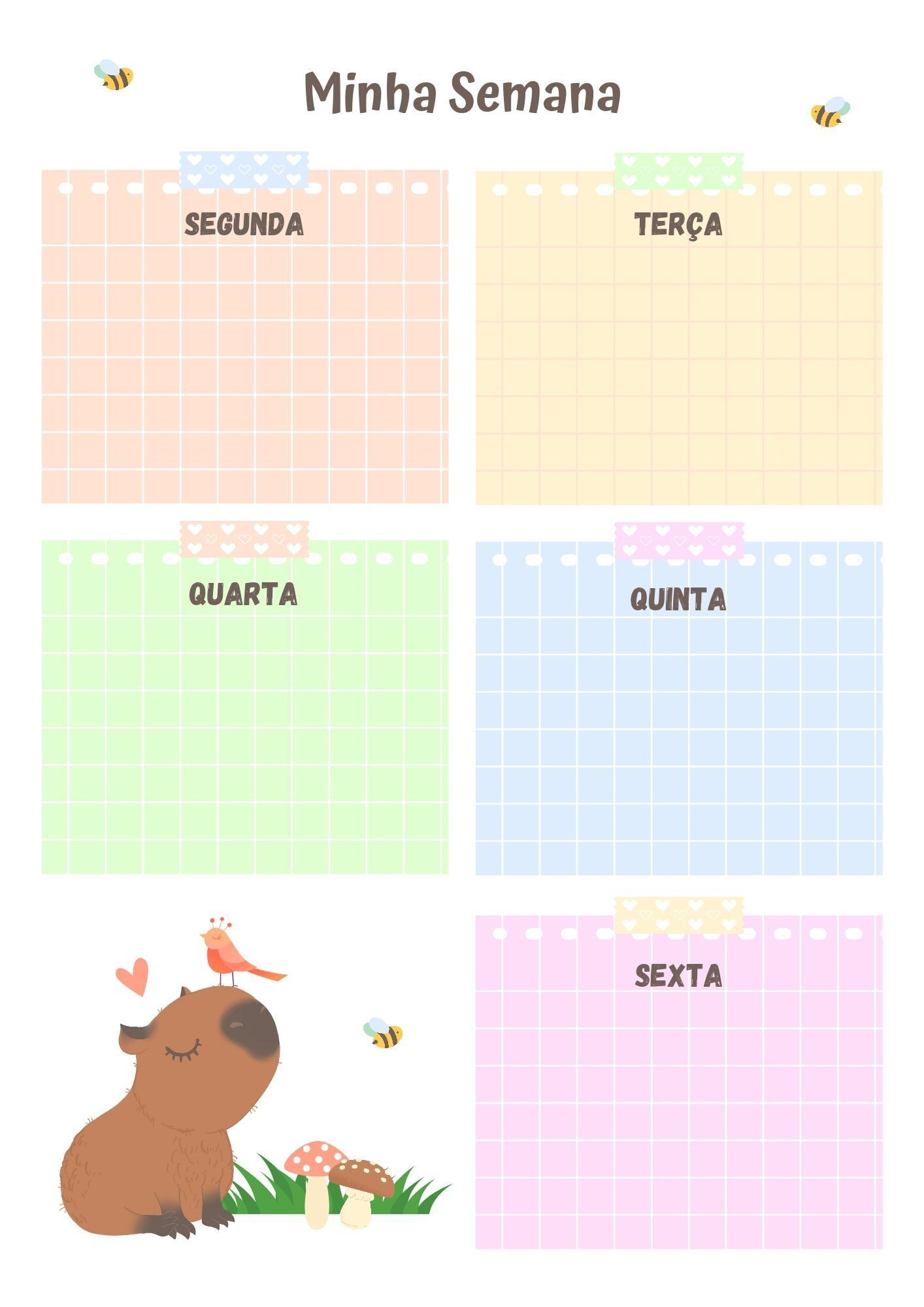 Planner Semanal para imprimir com design criativo e colorido