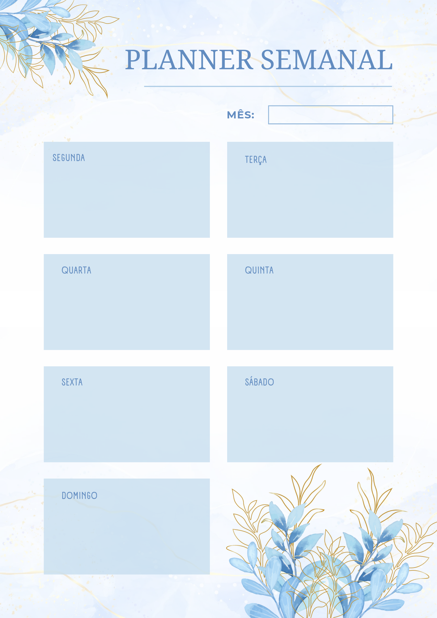 Planner Semanal para imprimir com design elegante