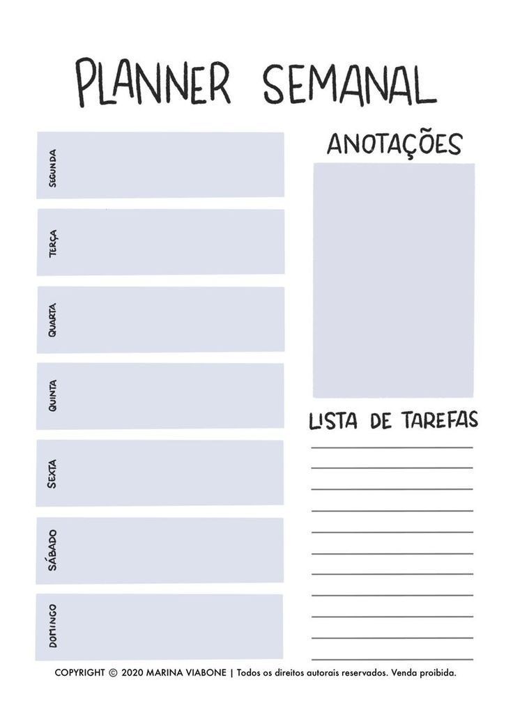 Planner Semanal para imprimir com design minimalista