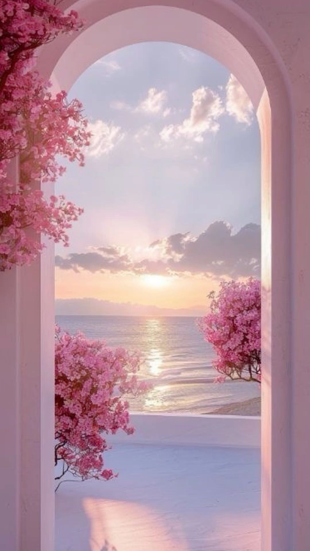 Pôr do Sol Sereno Arco Floral para Celular