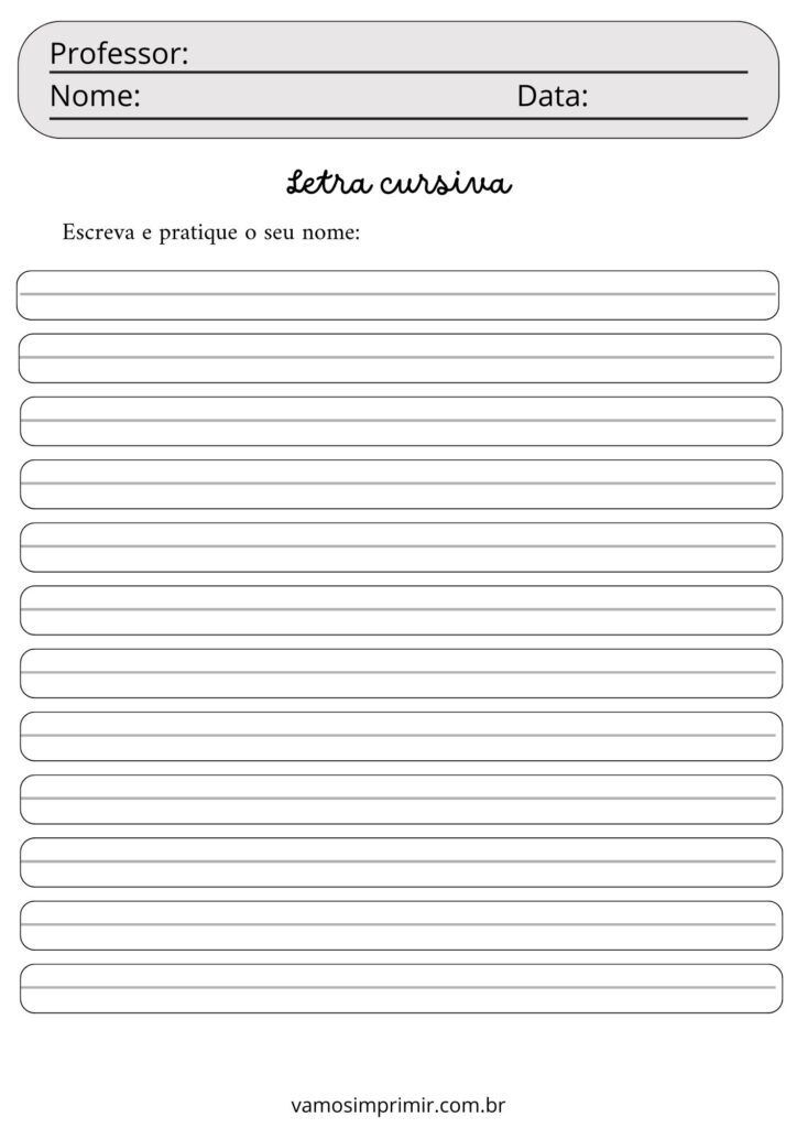 Pratique Caligrafia: Folha de Letra Cursiva para Imprimir