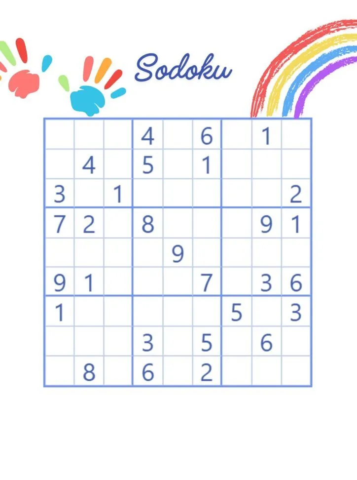 Quebra-cabeça de Sodoku divertido para imprimir