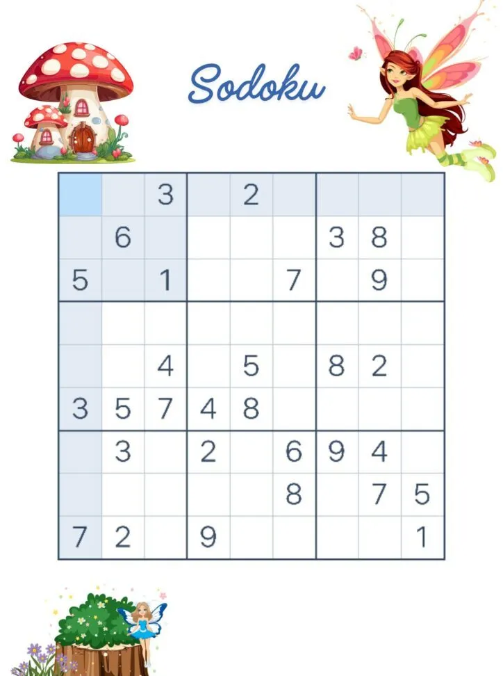 Quebra-cabeça de Sudoku para imprimir com ilustrações encantadoras