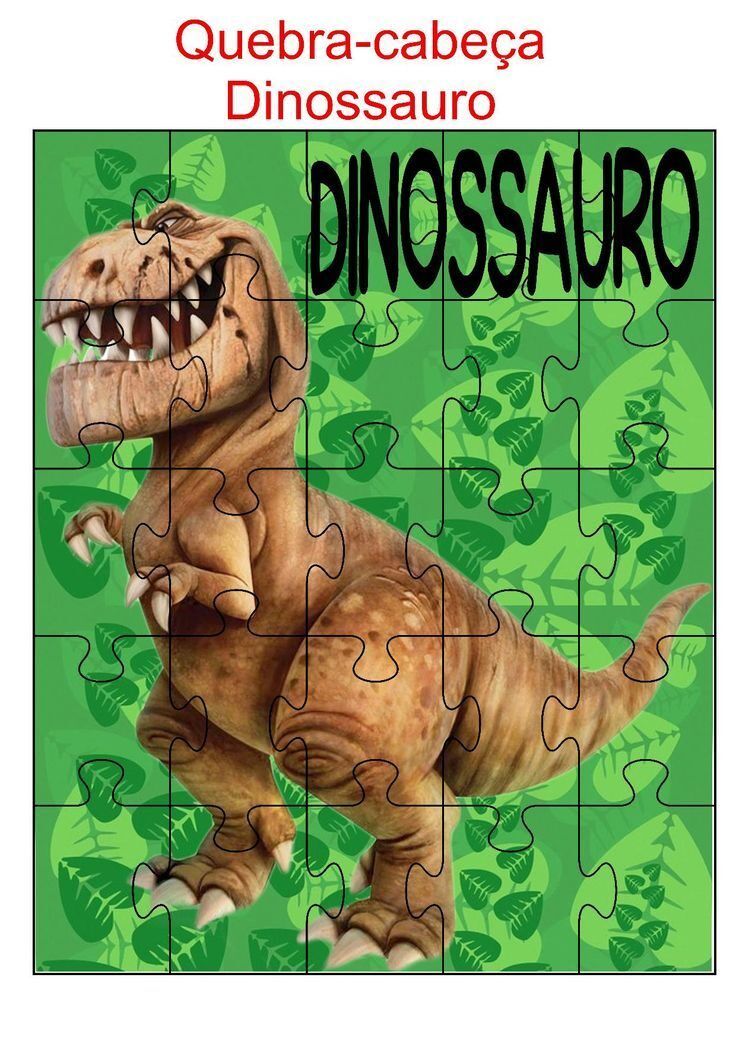 Quebra-Cabeça Dinossauro para Imprimir e Colorir
