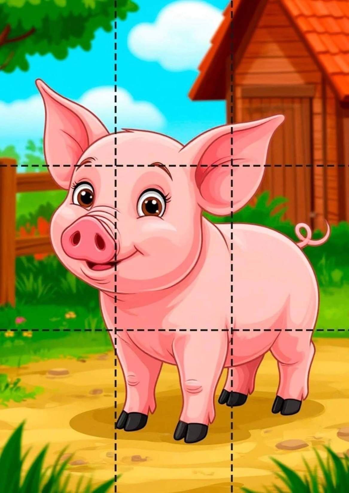 Quebra-Cabeça do Porquinho Rosa para Imprimir