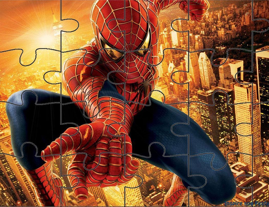 Quebra-Cabeça Imprimível do Super-Herói Vermelho e Azul