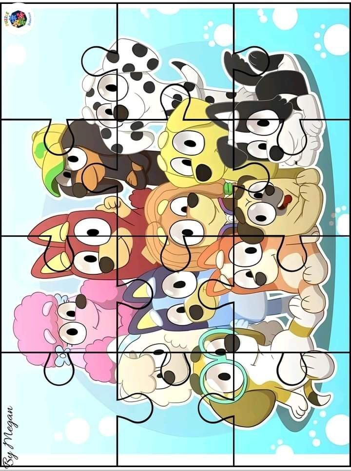 Quebra-Cabeça para Imprimir com Cães Animados e Coloridos