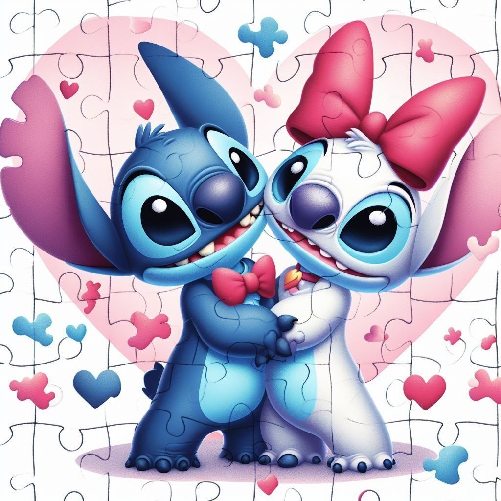 Quebra Cabeça para imprimir com criaturas fofas e coração